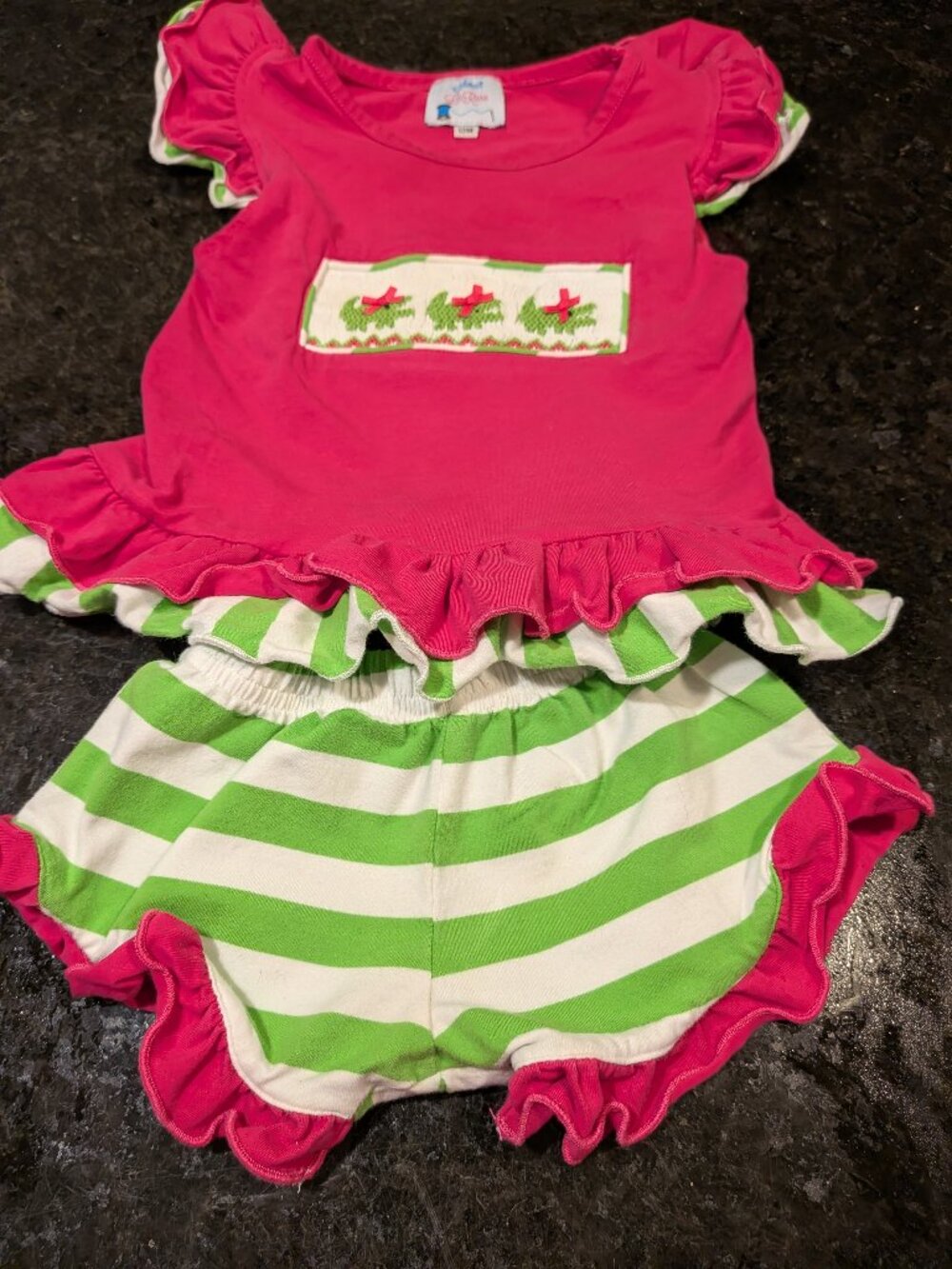 Smocked Alligator Shorts Set